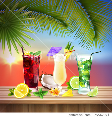 Cocktails Set Realistic Composition Cocktails Set Realistic Composition 75562971
