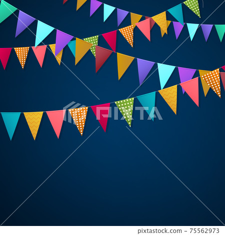 Realistic Holiday Garlands Flags Background Realistic Holiday Garlands Flags Background 75562973