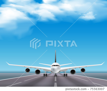 Airplane On Runway Realistic Poster 75563007