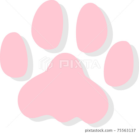 帶有陰影的粉紅色動物腳印 75563137