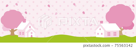 橫幅春天櫻花櫻花城市景觀房子綠色框架背景複製空間圖材料 橫幅春天櫻花櫻花城市景觀房子綠色框架背景複製空間圖材料 75563142