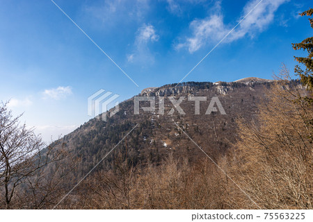 Mountain Peak of Corno d'Aquilio in Winter - Lessinia Plateau Veneto Italy 75563225