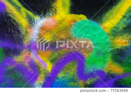 Paint splash on old cracked wall, graffiti detail, colorful background Paint splash on old cracked wall, graffiti detail, colorful background 75563698