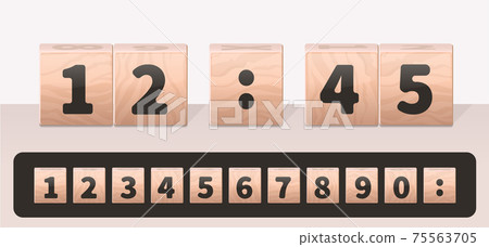 Concept clock made of wooden cubes Concept clock made of wooden cubes 75563705