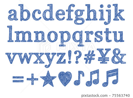 Set Of Blue Symbols And Lowercase Alphabets Stock Illustration 75563740 Pixta