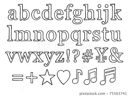 Set of black symbols and lowercase alphabets (border) 75563741