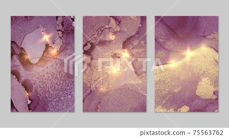 Marble set of gold and purple backgrounds with texture Marble set of gold and purple backgrounds with texture 75563762