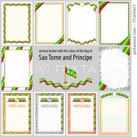 Vertical frame and border with Sao Tome and Principe flag 75564927