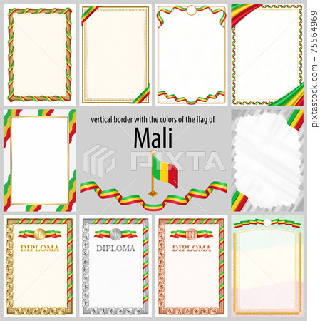 Vertical frame and border with Mali flag 75564969
