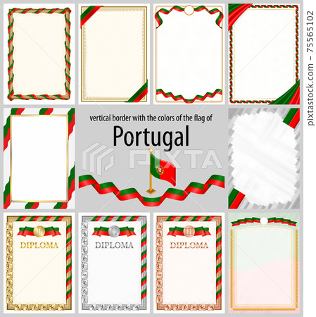 Vertical frame and border with Portugal flag 75565102