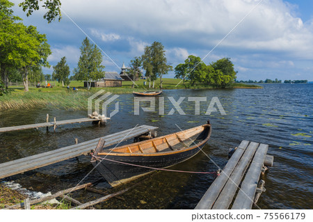 Famous wooden buildings on the island Kizhi Russia 75566179