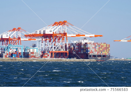 View of the container terminal at Yokohama Honmoku Pier 75566583