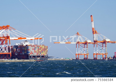View of the container terminal at Yokohama Honmoku Pier 75566584