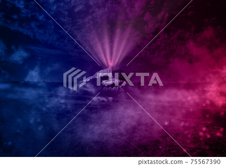 view of the valley with a high mountain at night, at the top of the mountain peak neon circle with pink glow and rays view of the valley with a high mountain at night, at the top of the mountain peak neon circle with pink glow and rays 75567390