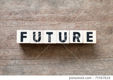 Alphabet letter block in word future on wood background Alphabet letter block in word future on wood background 75567628