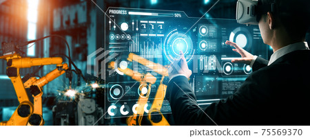 Advanced robot arm system for digital industry and factory robotic technology 75569370