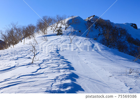 Mountain trail to Enzanso in severe winter Mountain trail to Enzanso in severe winter 75569386