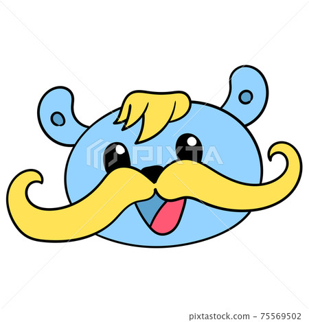 a bear head with a thick mustache smiling happily. doodle icon drawing a bear head with a thick mustache smiling happily. doodle icon drawing 75569502