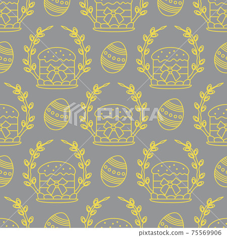 Vector seamless pattern Easter symbols Festive Egg Vector seamless pattern Easter symbols Festive Egg 75569906