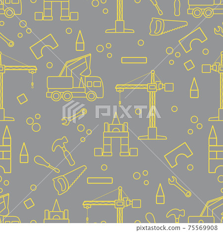Vector seamless pattern kid toys Car, tools, crane Vector seamless pattern kid toys Car, tools, crane 75569908