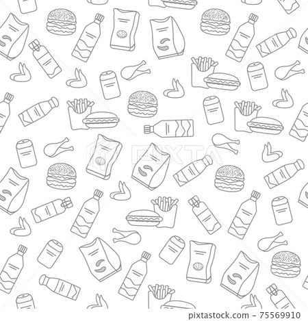 Seamless Pattern Fast Food Snack Picnic Unhealthy 75569910