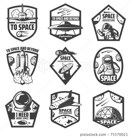 Vintage Monochrome Space Labels Set Vintage Monochrome Space Labels Set 75570021