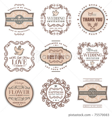 Vintage Romantic Labels Set 75570083