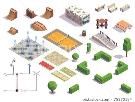 City Park Isometric Set City Park Isometric Set 75570194