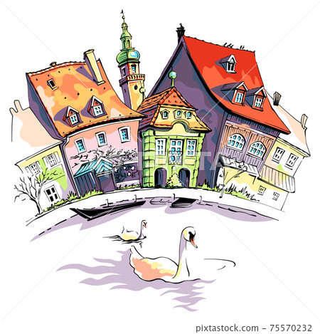 Vector sketch of Little Venice in Bamberg Vector sketch of Little Venice in Bamberg 75570232