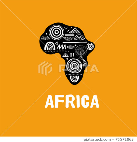 Africa patterned map. Banner with tribal traditional grunge pattern, elements, concept design 75571062