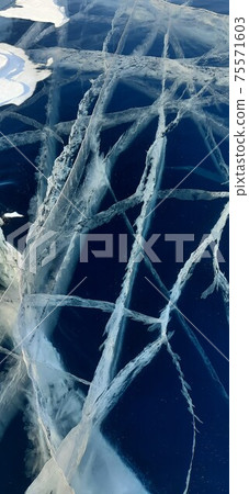 Ice close-up on Lake Baikal in Russia 75571603