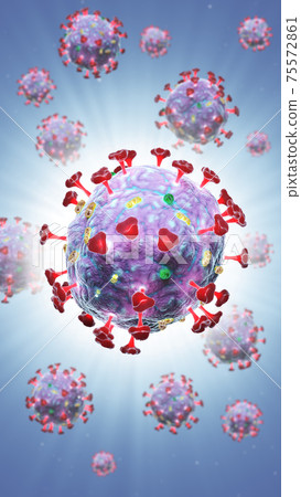 3d render of pathogenic virus organism or bacteria infecting and causing disease. Close up from microscope of coronavirus. 3d render of pathogenic virus organism or bacteria infecting and causing disease. Close up from microscope of coronavirus. 75572861