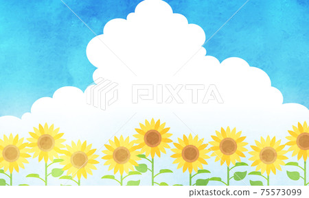 夏季入口雲,藍天和向日葵水彩風格矢量圖背景(副本空間) 夏季入口雲,藍天和向日葵水彩風格矢量圖背景(副本空間) 75573099