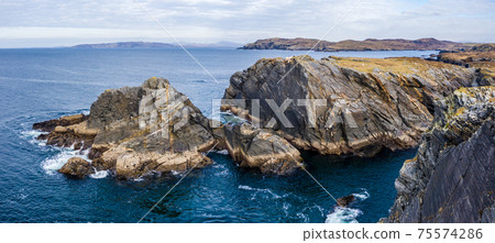 Aerial view of the coastline at Dawros in County Donegal - Ireland 75574286