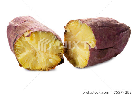 Japanese roasted sweet potato, yaki imo isolated 75574292