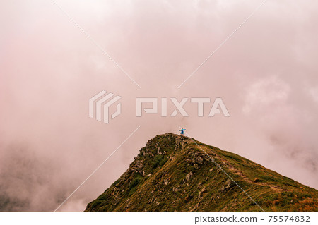 Summer landscape of the Montenegrin ridge, overcast mountain and landscapes of Gutyn Tomnatyk mountain, fascinating and mystical mountains, majestic Carpathians. Summer landscape of the Montenegrin ridge, overcast mountain and landscapes of Gutyn Tomnatyk mountain, fascinating and mystical mountains, majestic Carpathians. 75574832