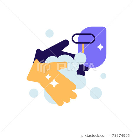 Washing hands with liquid soap icon vector - Stock Illustration ...