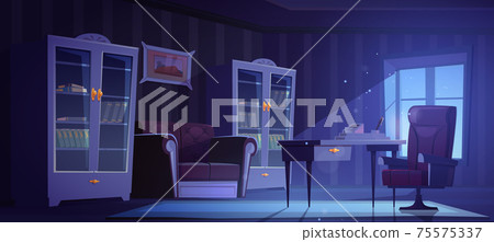 Luxury office in classic antique style at night Luxury office in classic antique style at night 75575337