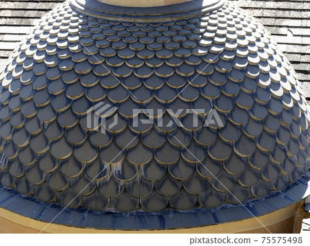 saint martin church in portofino detail of tower tiles saint martin church in portofino detail of tower tiles 75575498