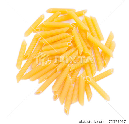 Penne Raw Pasta Isolated on White. High quality photo. 75575917