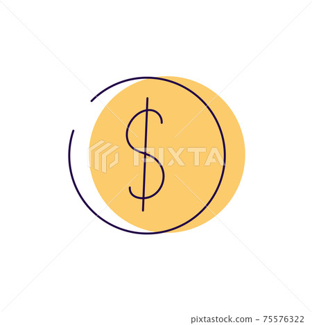 Money dollar sign gold coin icon vector - Stock Illustration [75576322 ...