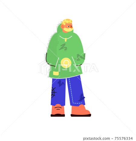 Fashionable man with beard full body vector 75576334