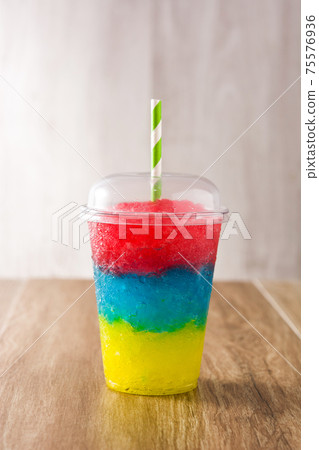 Colorful slushie of different flavors Colorful slushie of different flavors 75576936