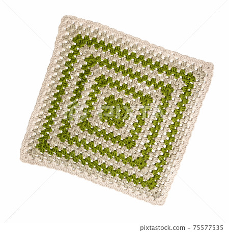 Rug knit isolated on white. Handmade crocheted. 75577535