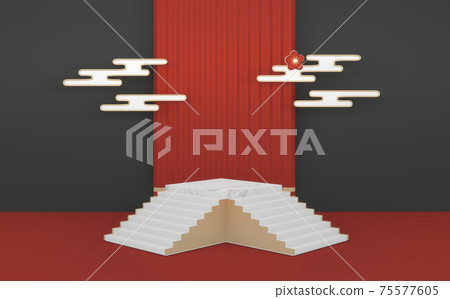 China Black podium show cosmetic product geometric. 3D rendering China Black podium show cosmetic product geometric. 3D rendering 75577605