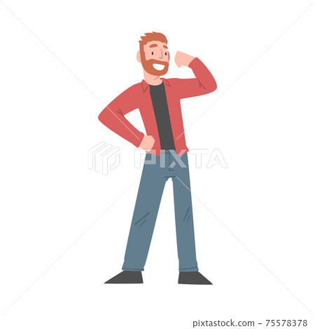 Excited Man Celebrating Victory, Expressing Succes or Having Fun, Positive Emotions Concept Cartoon Vector Illustration 75578378