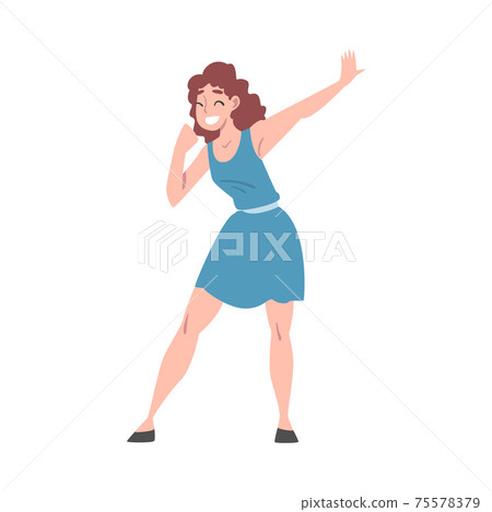 Excited Woman Celebrating Victory, Expressing Succes, Positive Emotions Concept Cartoon Vector Illustration 75578379