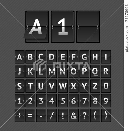Mechanical Scoreboard or Flipping Panel with Letters and Numbers. Vector 75578668