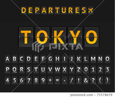 Mechanical Airport Flip Board Tokio and Set of Letters and Numbers . Vector 75578679
