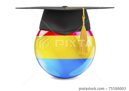Pansexual flag with graduation cap, 3D rendering Pansexual flag with graduation cap, 3D rendering 75580003
